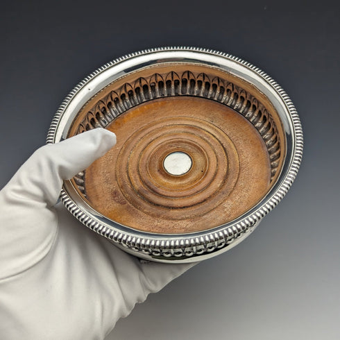 1808年 英国アンティーク ジョージアン 純銀製 ボトルコースター 255g JOHN ROBERTS